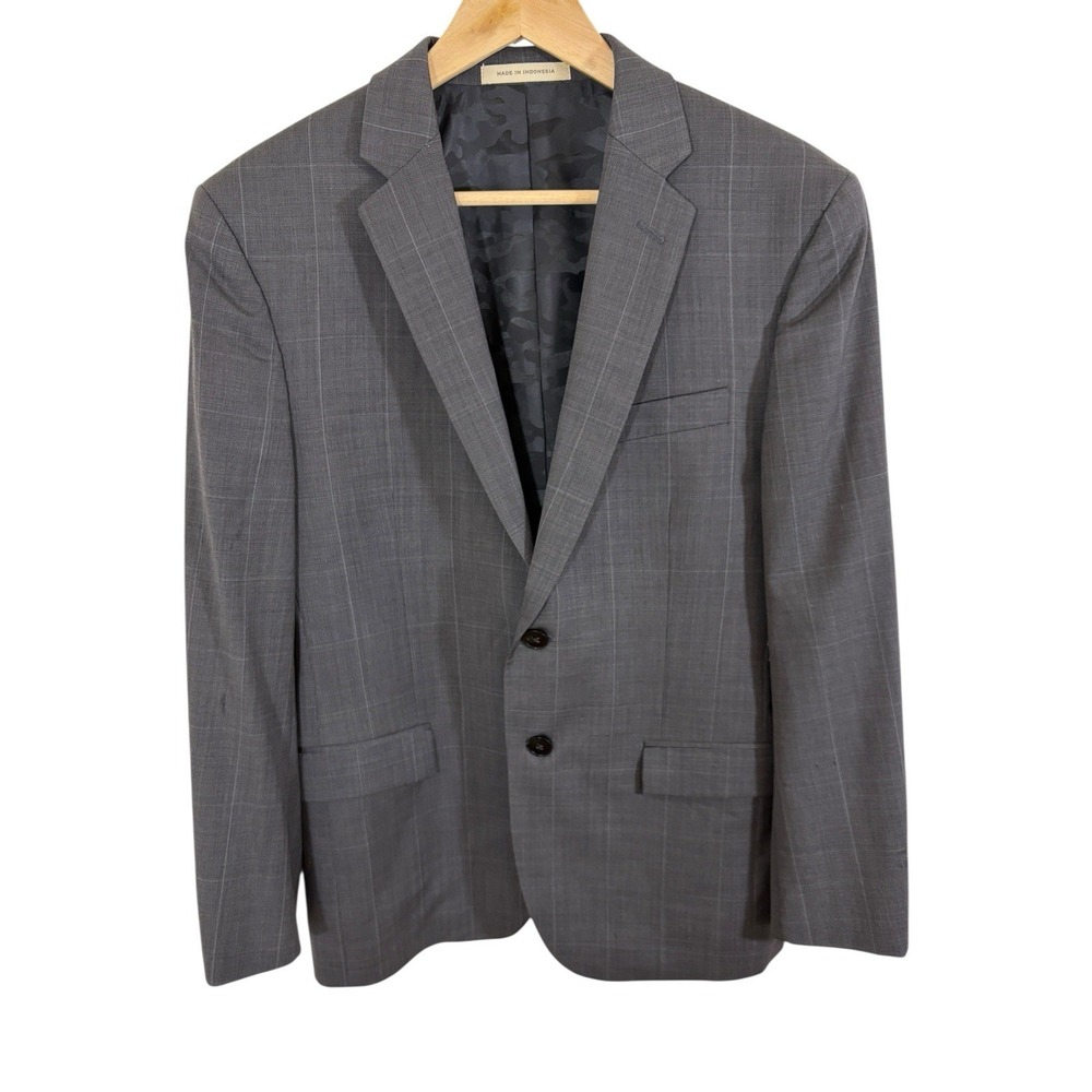 Joseph Abboud Blazer Mens 40S Gray Slim Fit Super 120s Wool Plaid Career Office